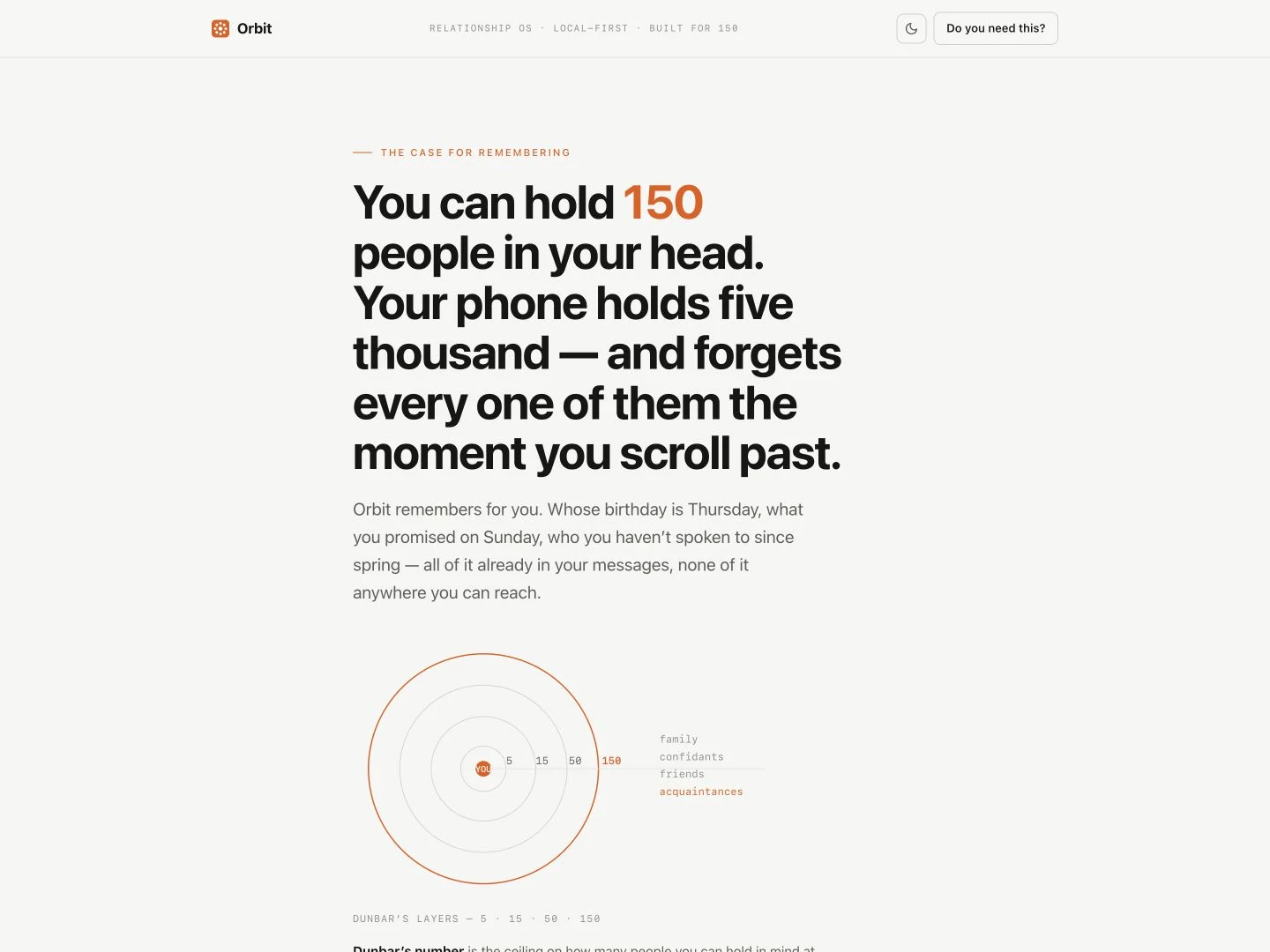 Orbit — Keep the Right 150 Close — Featured app