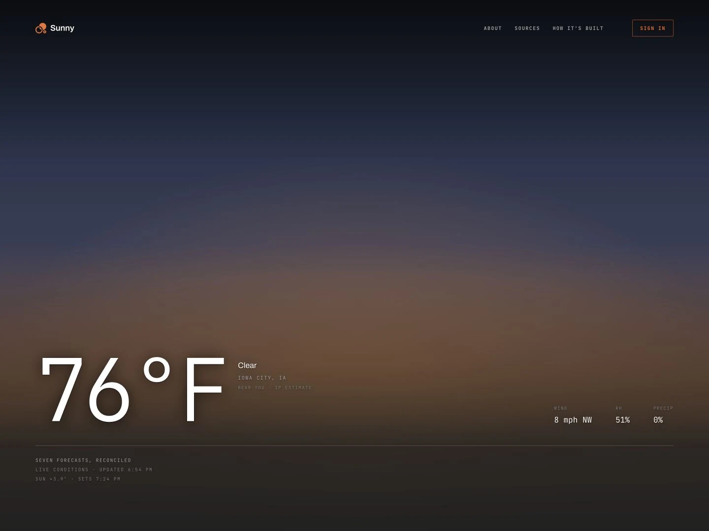 Sunny — Weather That Shows Its Work — Featured app